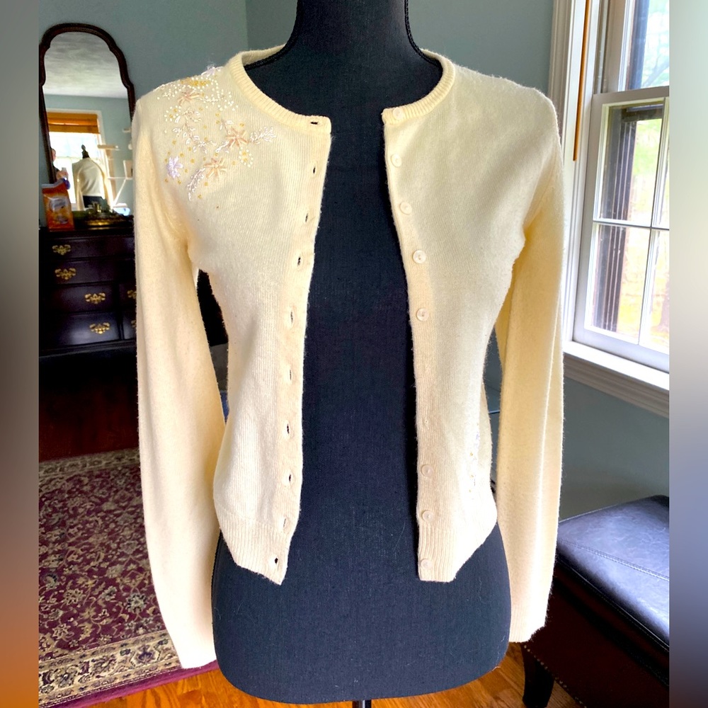 Next Era size Medium M cream cardigan with beading